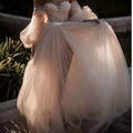Plus Size Mesh Pleating Long Sleeve High Waist Tube Top Off Shoulder Dress