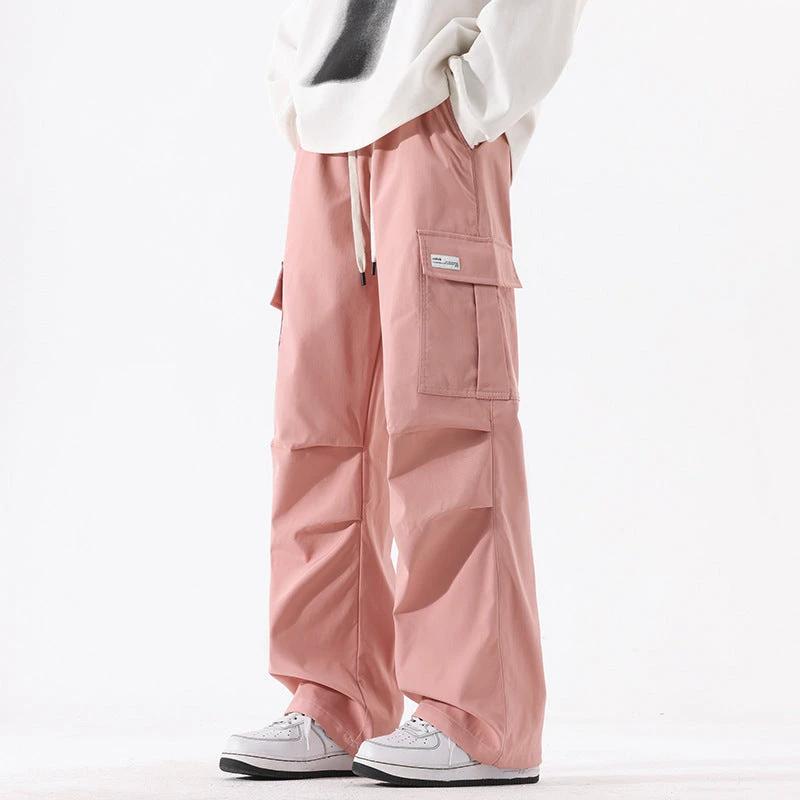 Retro High Street Fashionable Pleated Straight Cargo Pants