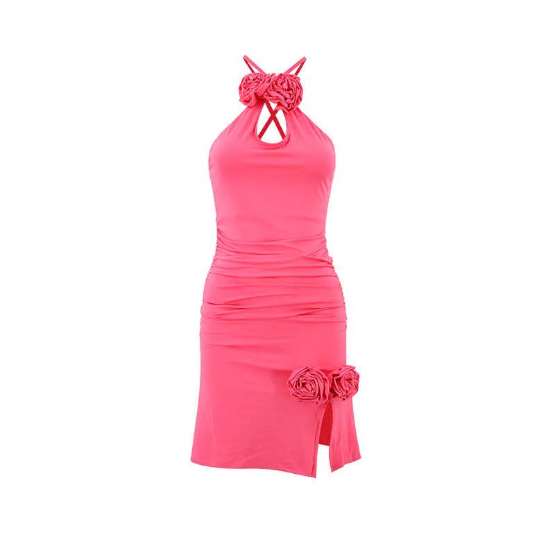 Hollow Sheath Dress with Halter Neck for Women