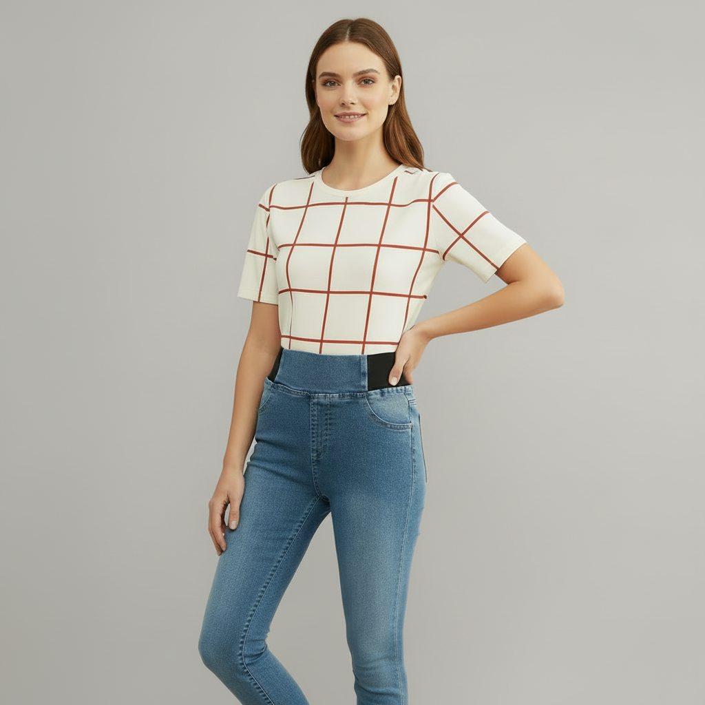 Elastic Waist Bell Bottom Jeans