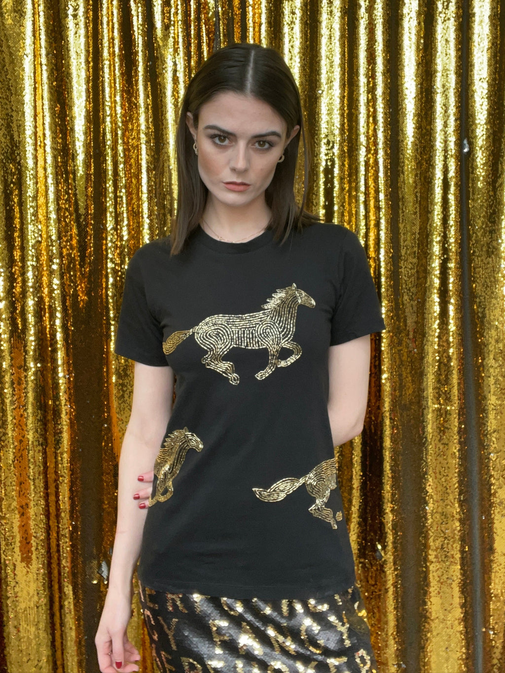 Any Old Iron Black Horsey Horsey T-Shirt