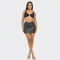 Faux Leather Strap Mini Skirt