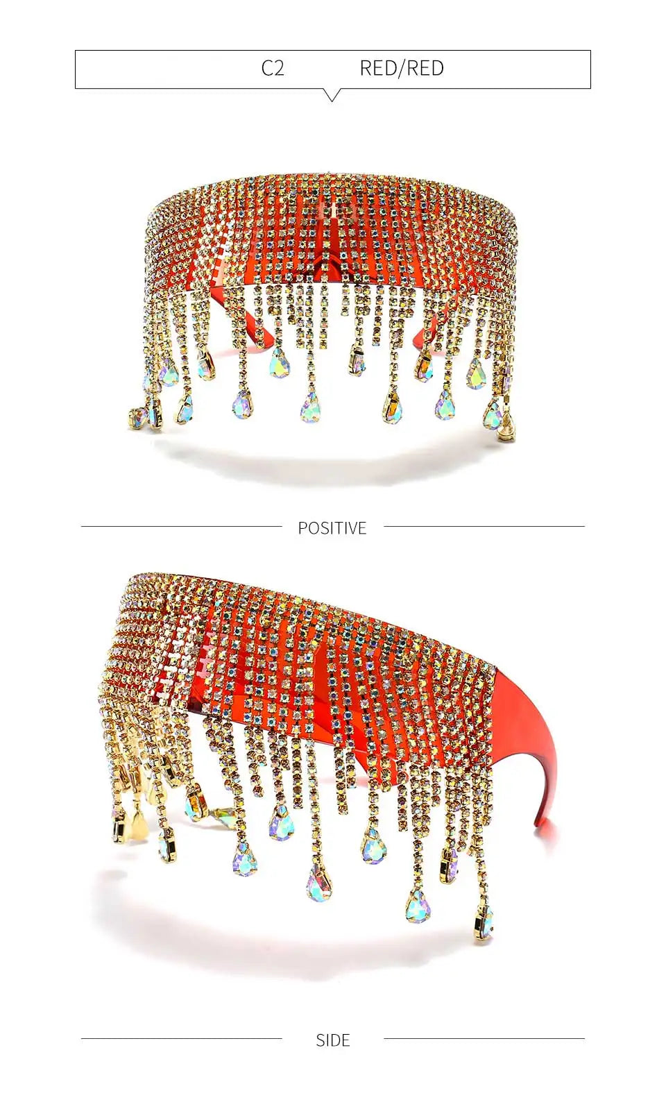 Oversized Tassel Crystal Goggles Sunglasses Women Luxury Desinger Diamond Show Sun Glasses Steampunk  Bling Glasses Shade