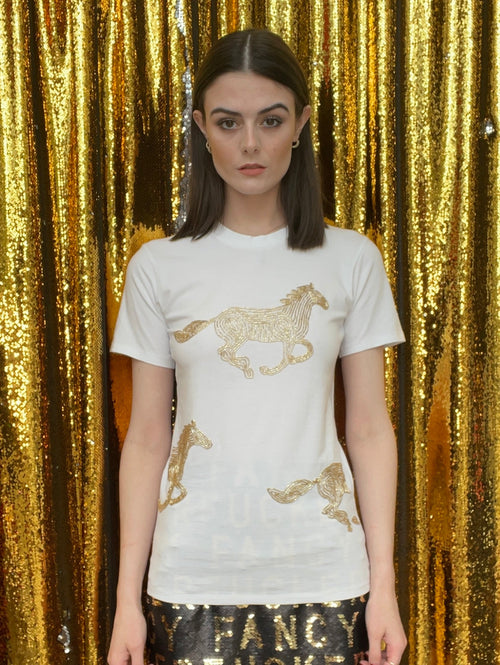 Any Old Iron White Horsey Horsey T-Shirt