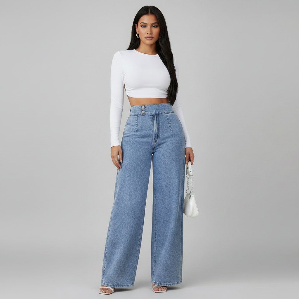 High Rise Wide Leg Jeans