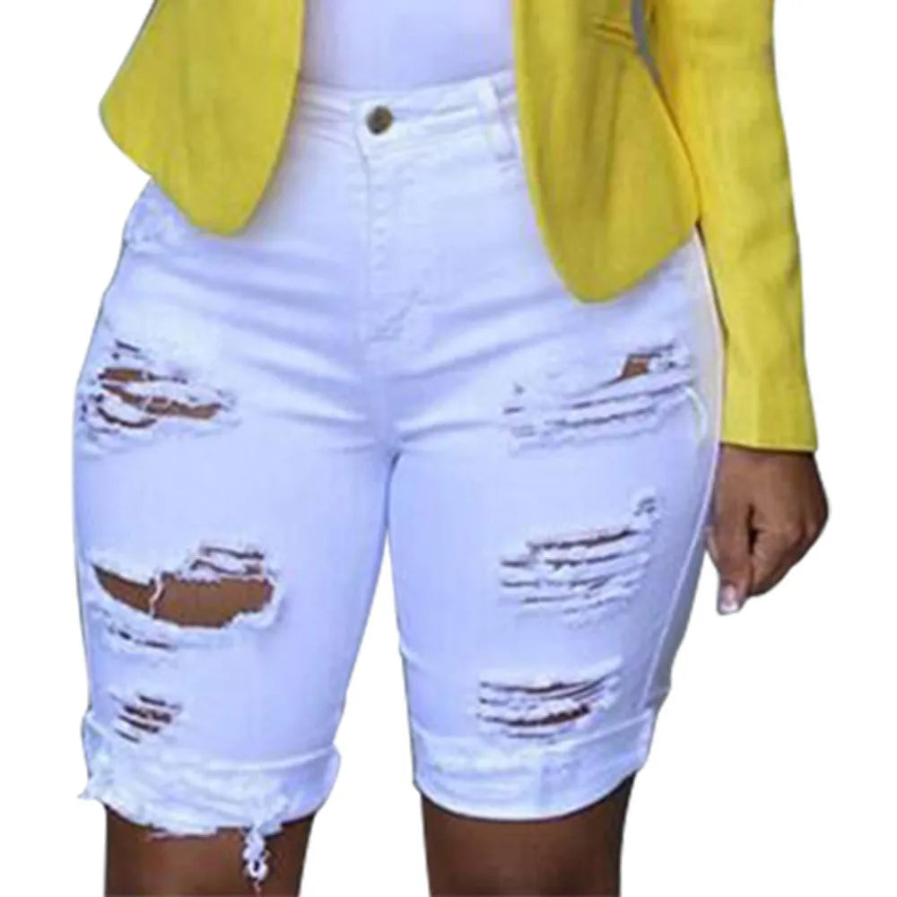 Denim Shorts Women Plus Size Destroyed Hole Leggings Short Pants Denim Shorts Ripped Jeans Jean Shorts For Womens Plus Size
