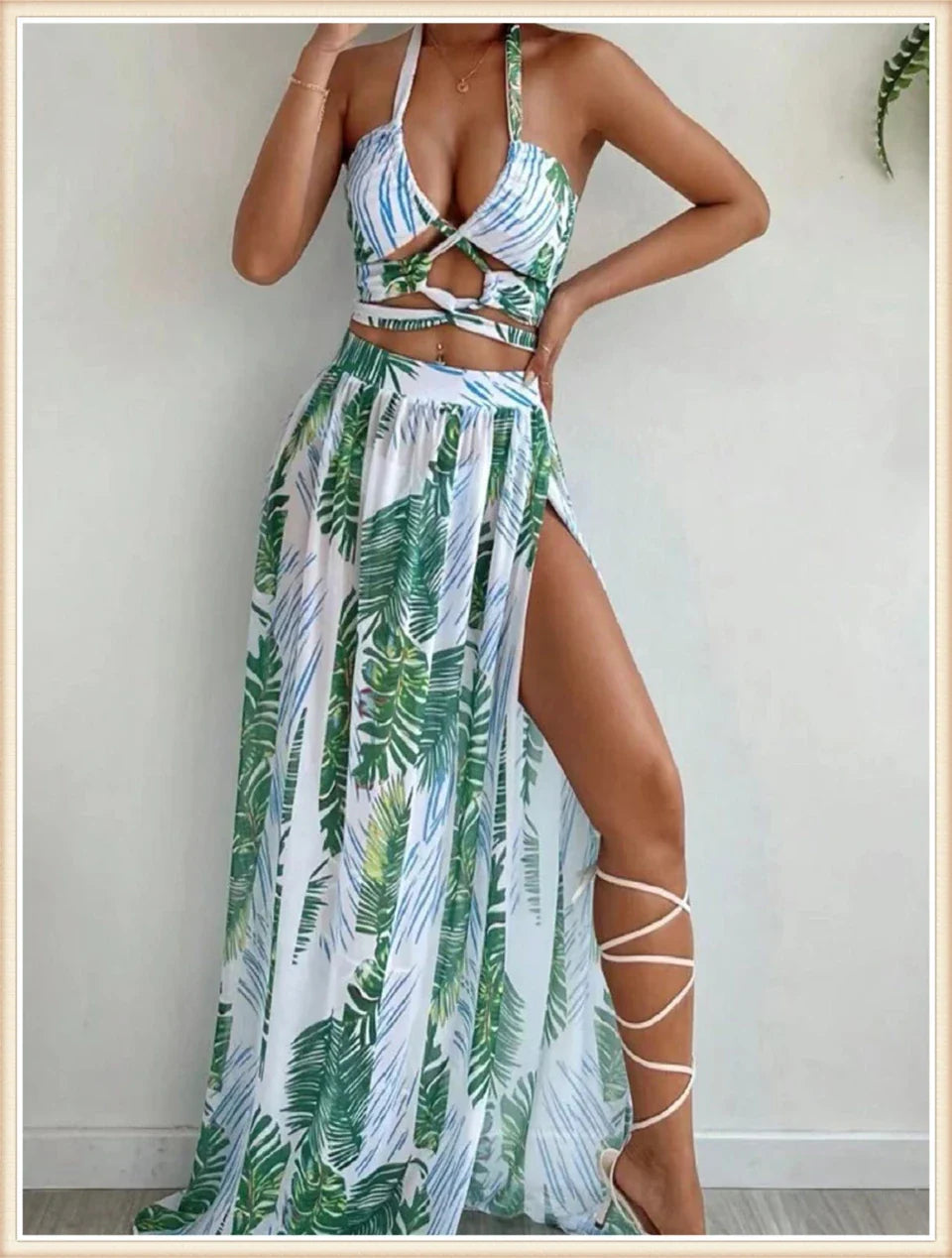 3 Pieces Tie Dye Cross Bikini 2025 Women Sexy Halter Swimsuit & Cover Up Pants Swimwear Bathers Bathing Swimming Suit Beachwear