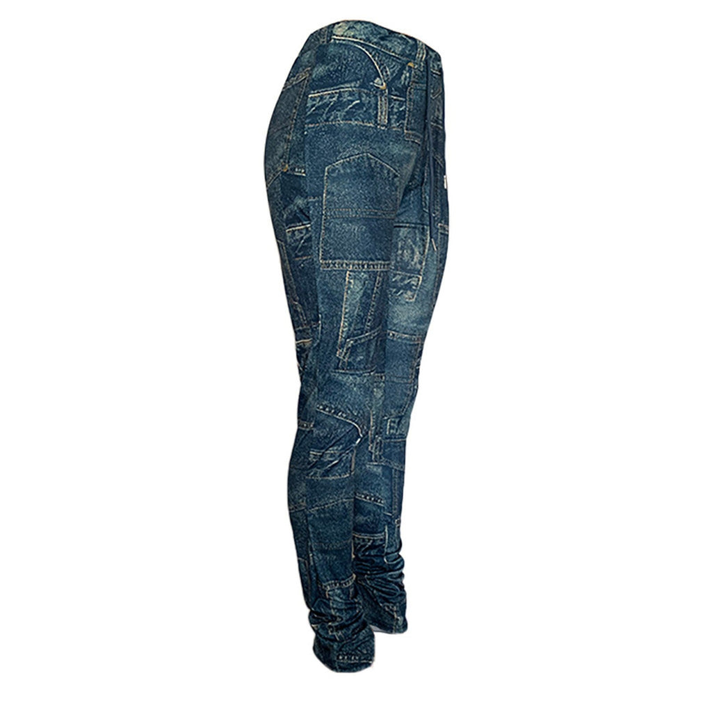 Cargo Pants Women Plus Size Casual Jeans Print Trousers Strap Long Pocket Pant Wide Pants Women High Waist pantalones de mujer