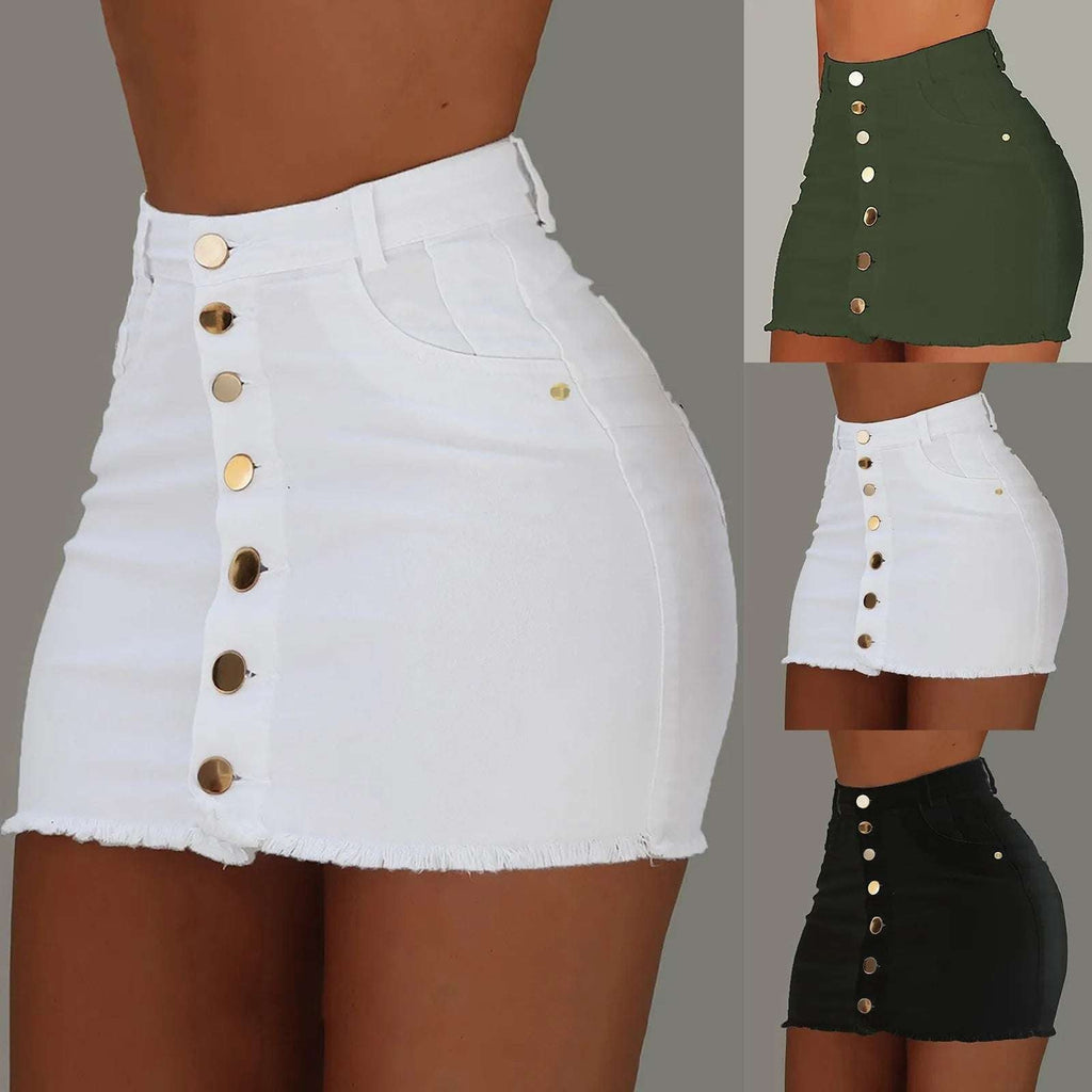 Jeans Skirt Women Shorts Comfortable Soft Breathable Denim Short Skirts Elastic Fashionable Hip Skirt Ruffle Table Skirt