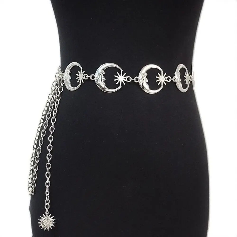 Punk Hip Hop Style All-match Waist Chain Sun Vintage Metal Womans Belt For Dress Vintage High Waist Chain Belt for Women