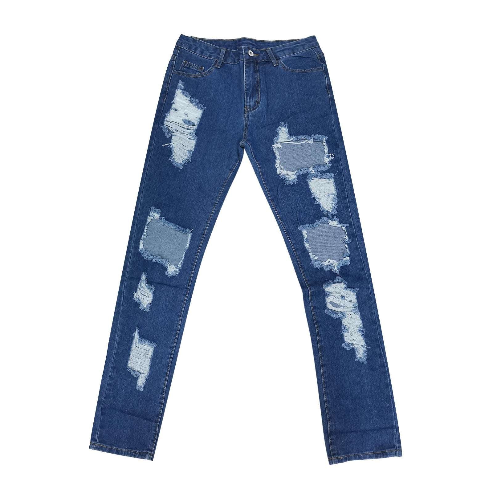 Hole Denim Women'S Jeans Buttocks Ripped Jeans Street Style Vertical Tube Denim Pants Frayed Tassel Ripped Jeans Japanese