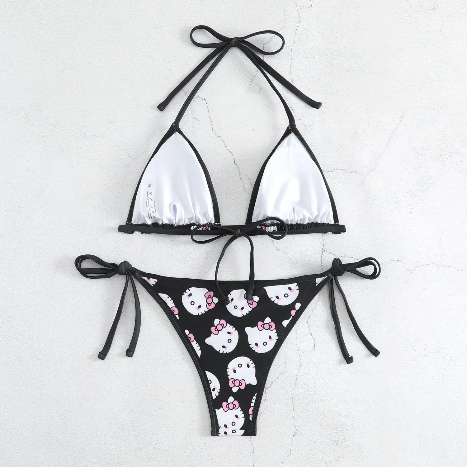 Hello Kitty Bikinis Set Kawaii Y2K Summer 2024 New Women Swimsuit Beach Strappy Panties Sexy Swimwear for Girl