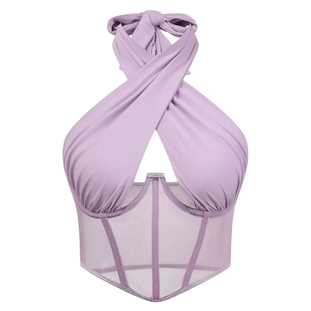 Women Sleeveless Fishbone Corset Vest Solid Hollow Out Cropped Top Summer Halter Backless Sexy Tops Y2k Camis Ropa De Mujer