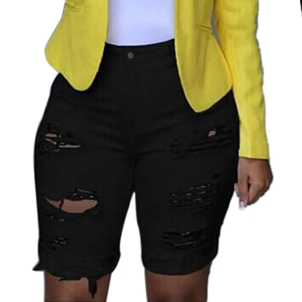 Denim Shorts Women Plus Size Destroyed Hole Leggings Short Pants Denim Shorts Ripped Jeans Jean Shorts For Womens Plus Size