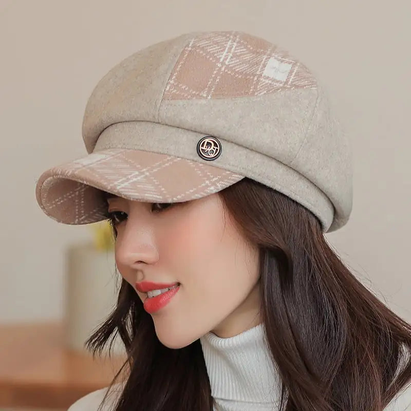 Women's British Plaid Octagonal Newsboy Cap (Winter)