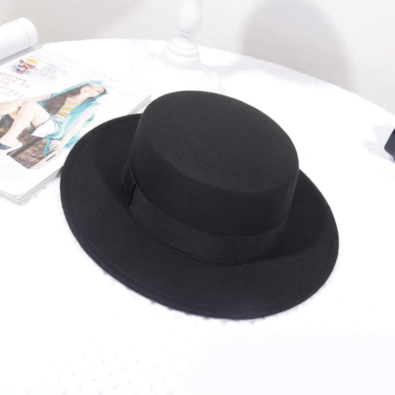 Flat Top Retro British Big Brim Fedora Hat