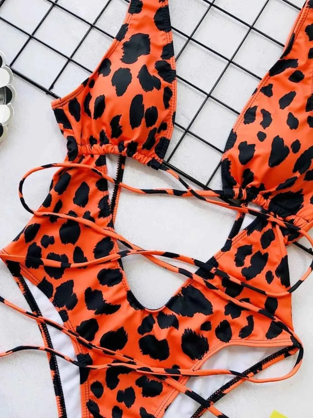Lace-Up Backless : One-Piece Swimwear