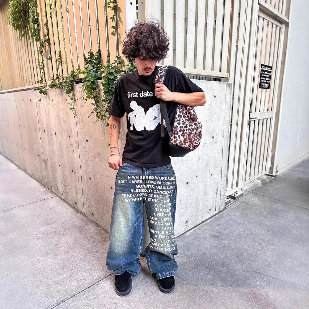 Men's Casual Loose Wide-leg Straight Pants