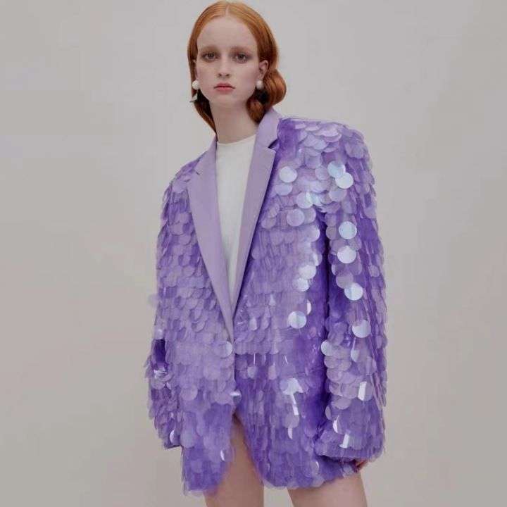 Loose Sequin Fashion Suit Top High Dinner Party Temperament Coat
